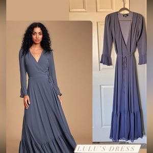 NEW BLUE LULU’S DRESS MAXI WRAP GOWN